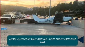 هبوط طائرة صغيرة مفاجئ.. على طريق سريع مزدحم يتسبب بفوضى كبيرة
